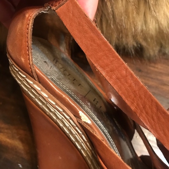 Brown leather White House Black Market wedges. - Picture 4 of 6
